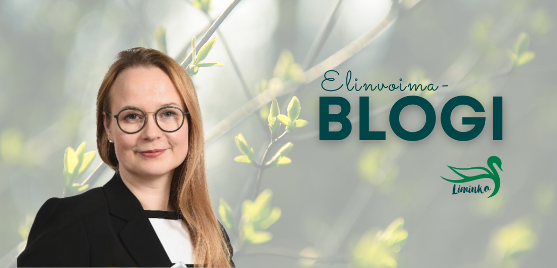 Elinvoimablogin grafiikka sekä Mirja Väänäsen kuva.