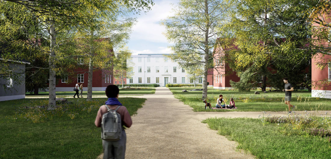 Arkkitehtitoimisto ARCOn havainnekuva Emäntäkoululta.