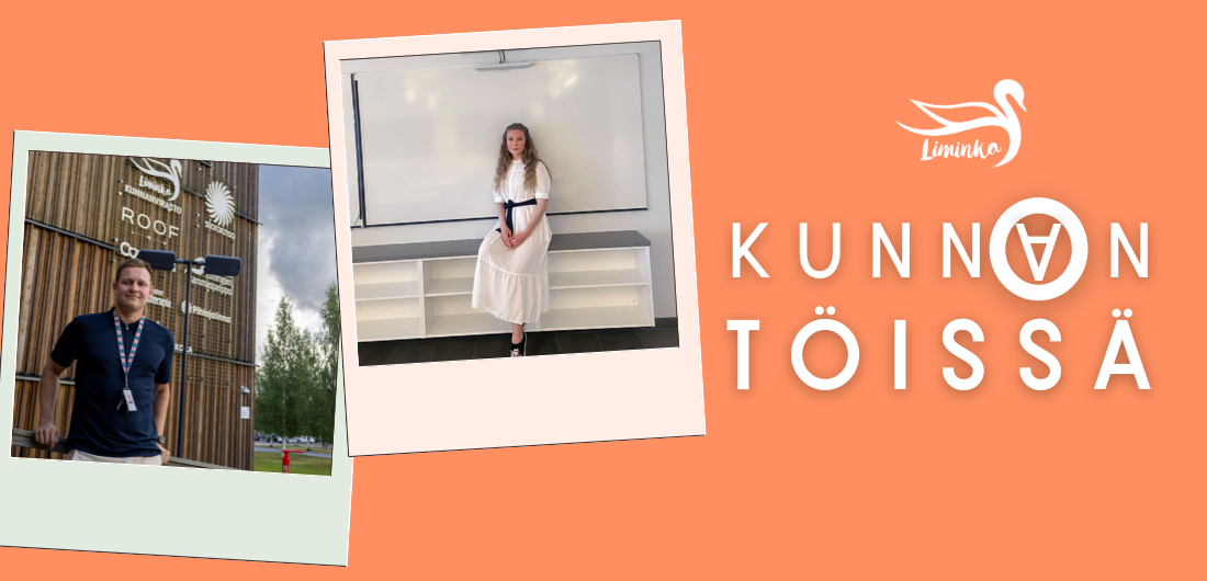 Kunnon töissä -kampanjan grafiikka sekä Jukka Palosaaren ja Rea Fabritiuksen kuvat.