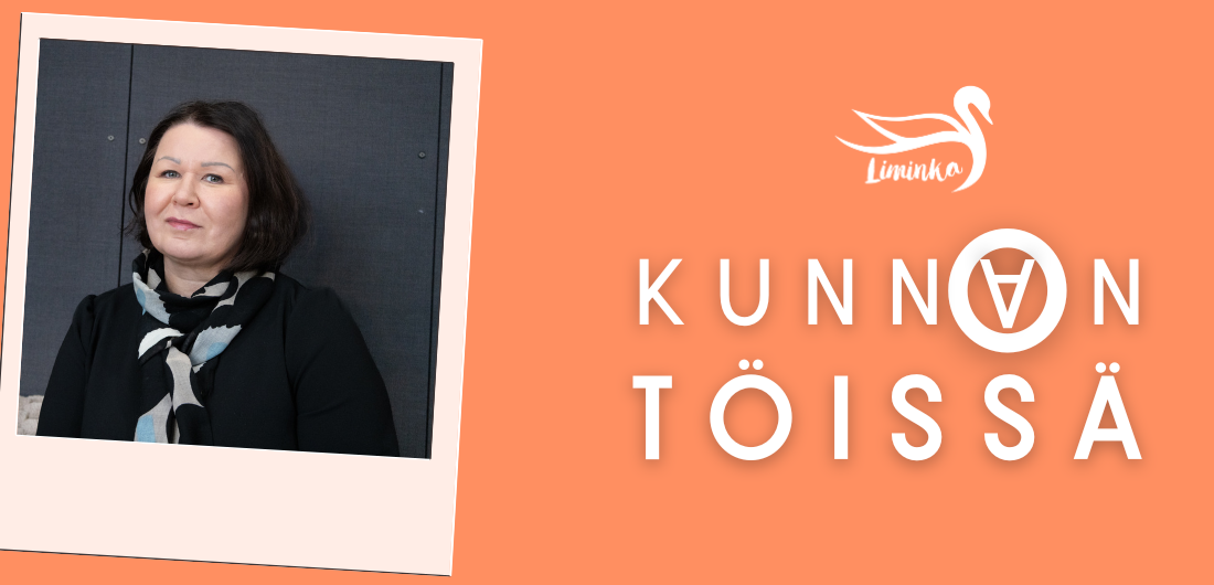 Kunnon töissä -grafiikka sekä Lucina Hännisen kuva.