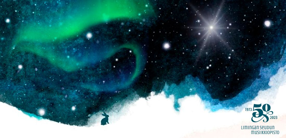 Halki talvisen taivaan -konserttigrafiikka ja Limingan seudun musiikkiopiston juhlalogo