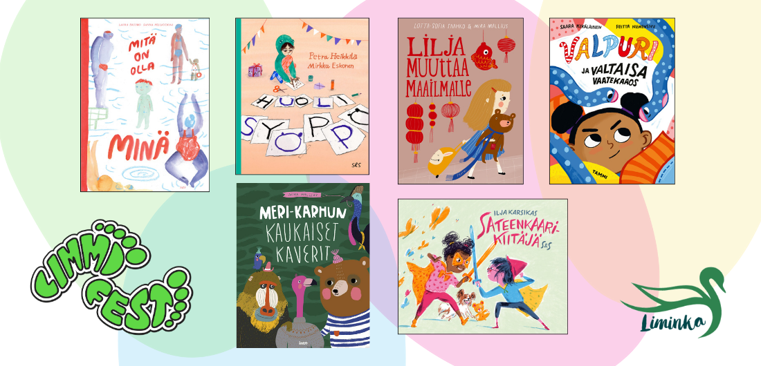 Kuvassa ensimmäisen Limmi-palkinnon ehdokaskirjojen kannet.