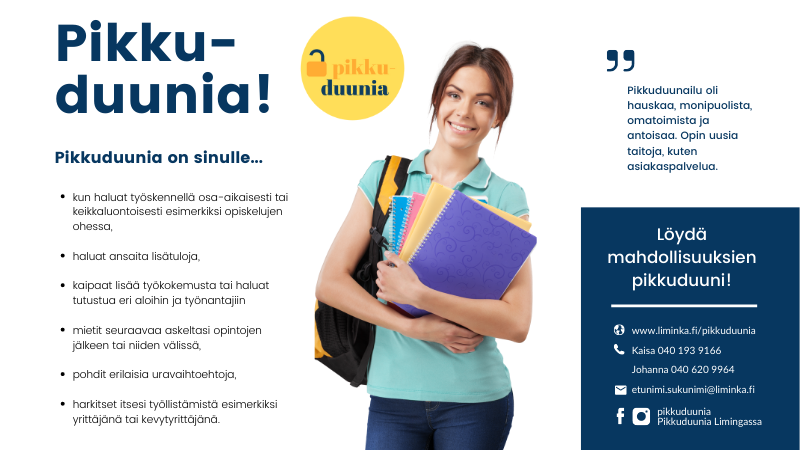 Nuorten Pikkuduunia -esite