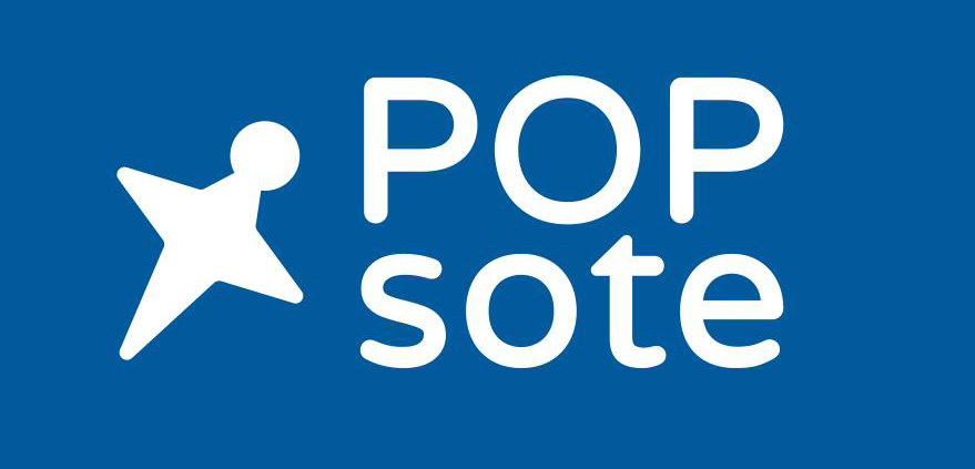 POPsoten logo sinisellä pohjalla.