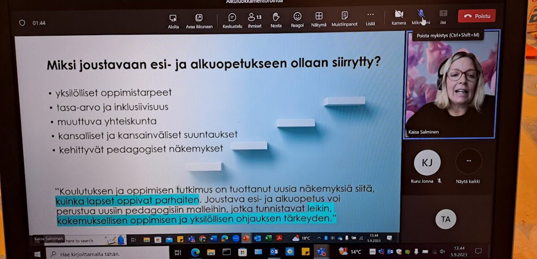Teams-kokouksen kuvaruutu.