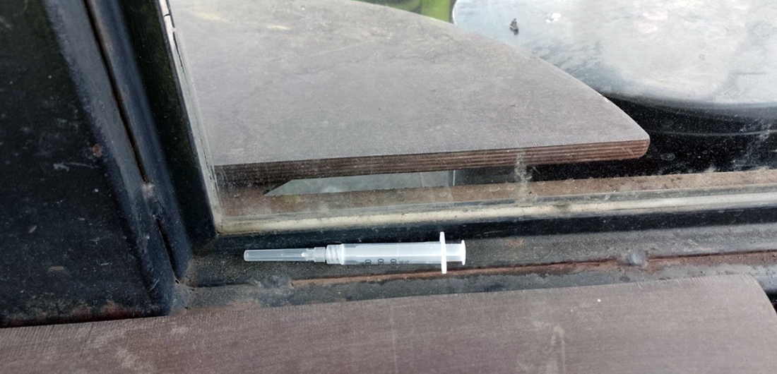 Lääkeruisku puistossa