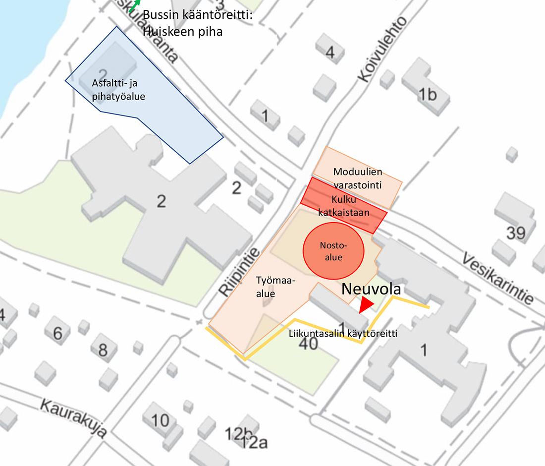 Karttakuva Tupoksen koulun pihasta