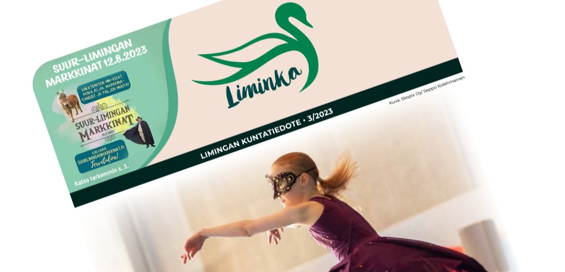 Kuntatiedotteen kansilehti, jossa tanssija.